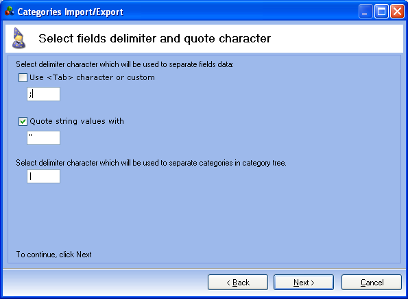 export categories oscommerce