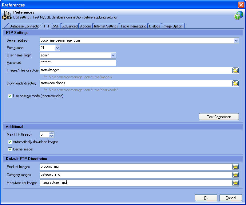 oscommerce ftp connection